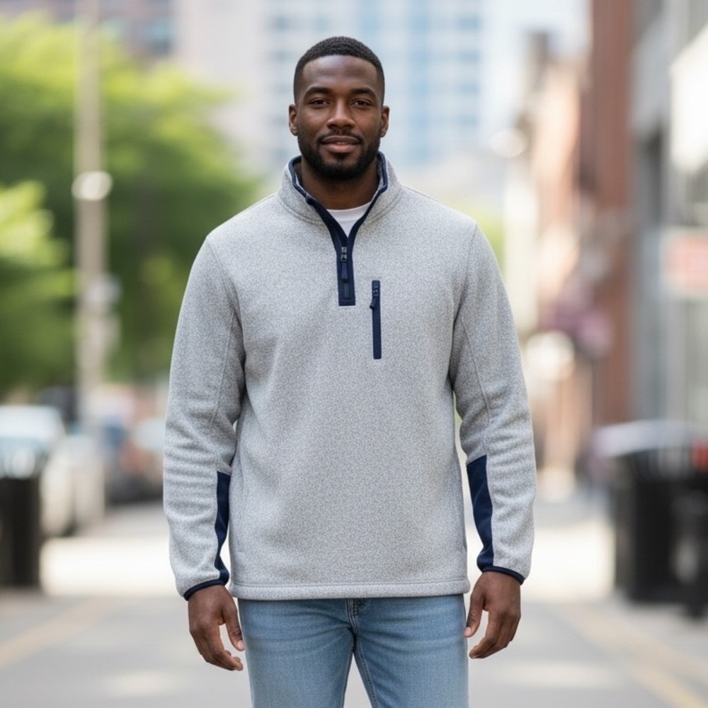 Tommy Hilfiger Pullover Fleece Quarter Snap Up Pocket Trim Size Large Preppy
